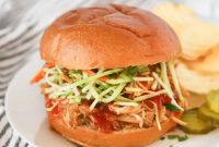 Slow Cooker Zesty Pulled Chicken Sliders