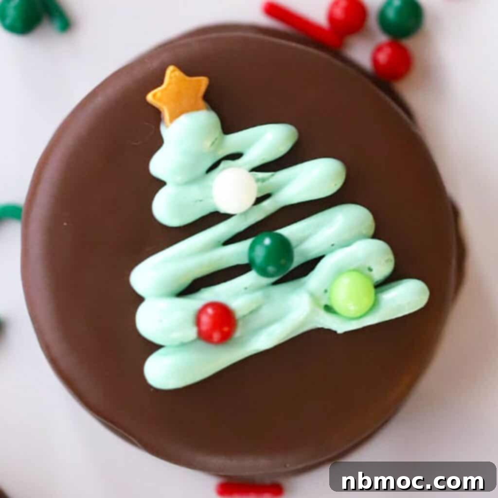 Chocolate dipped Oreos, considered the coolest cookies to make for Christmas.