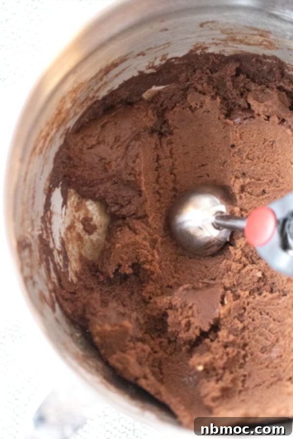 Chocolate Mint Cookies recipe, with rich cookie dough waiting to be baked in a bowl.