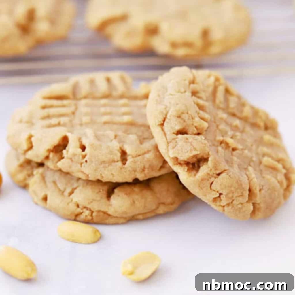 Classic Peanut Butter Cookies featuring the distinctive criss-cross pattern.