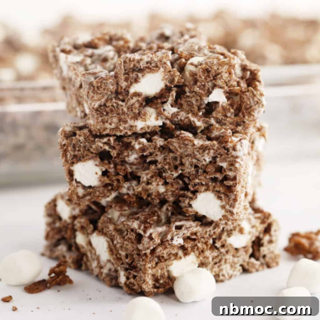 Chocolate Rice Krispie Treats recipe, showcasing the classic treat with a cocoa twist.