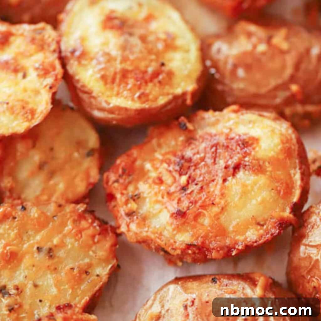 A platter of crispy fingerling potatoes, roasted to perfection with Parmesan, hailed as the best potato side dish.