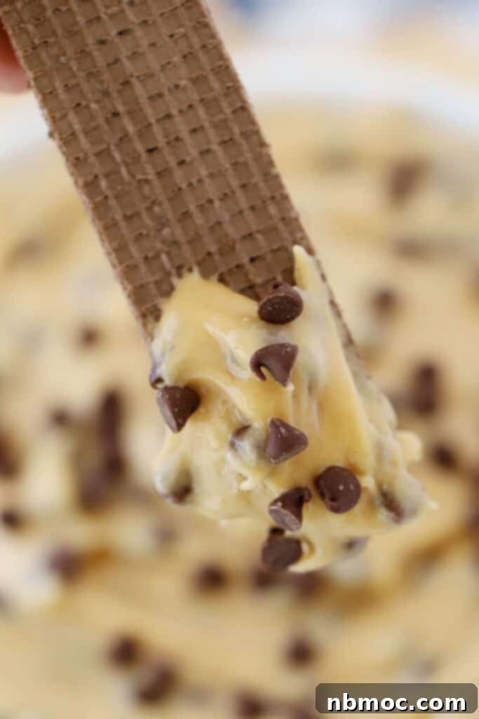 buckeye dip on a chocolate wafer, sweet dips; graham cracker dip.