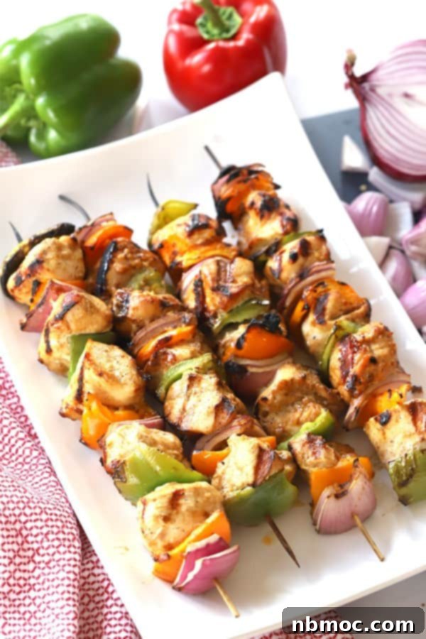 Healthy southwest Chicken shish kabobs on a platter