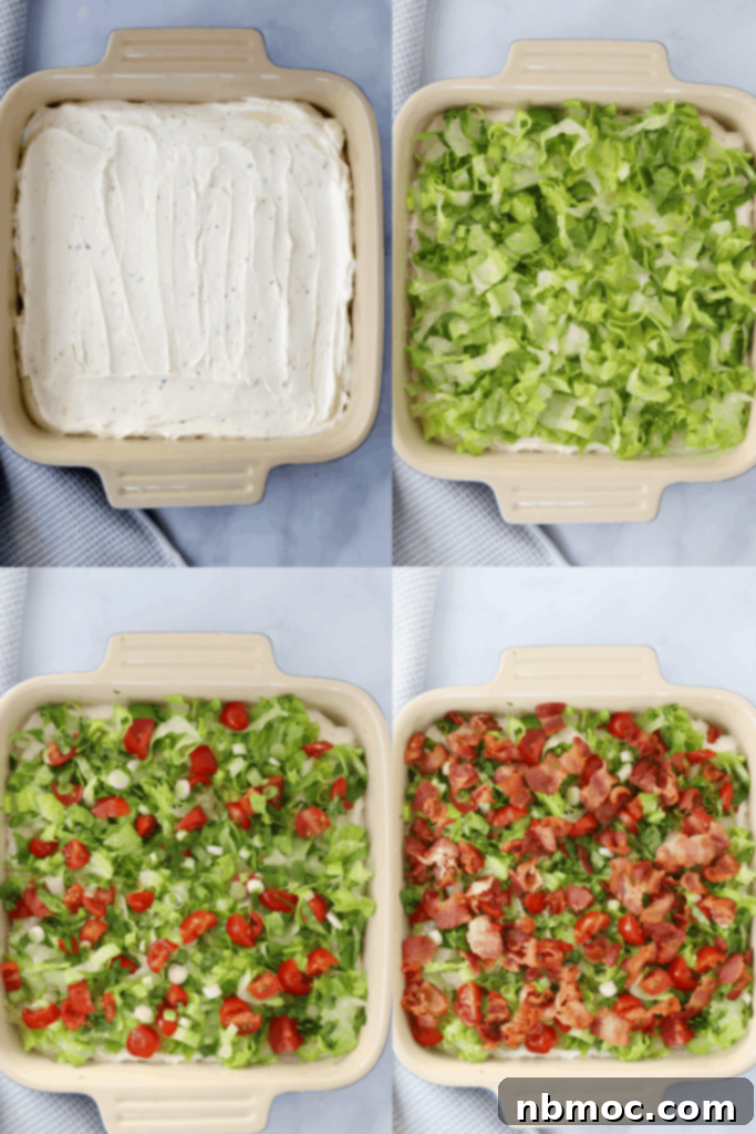 Ingredients for how to make blt dip recipe. Easy make ahead football food. Party food. Cold appetizer ideas. BLT cream cheese dip.