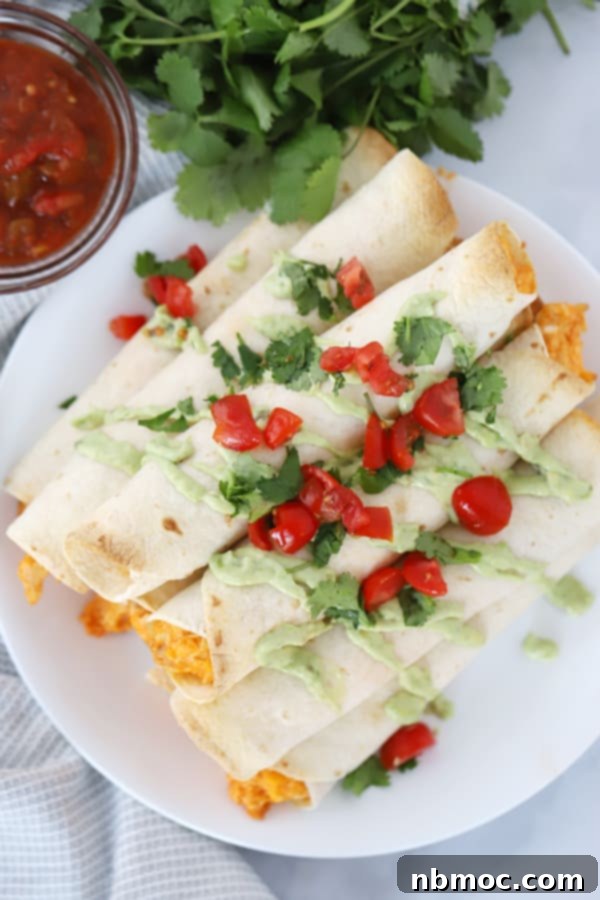 All the key ingredients for making buffalo chicken taquitos laid out on a kitchen counter.
