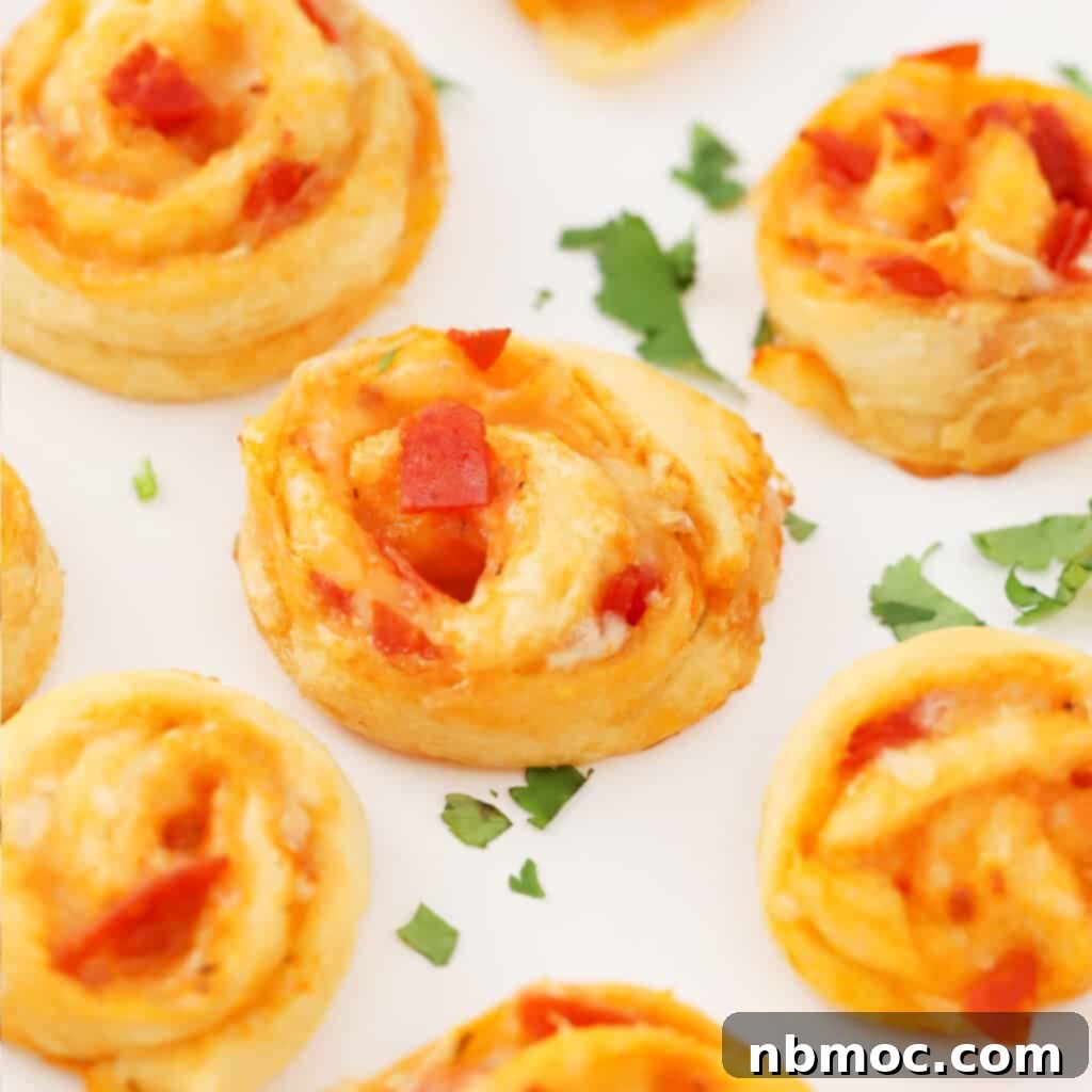 pizza pinwheels made with pillsbury crescent rolls dough, football party foods.