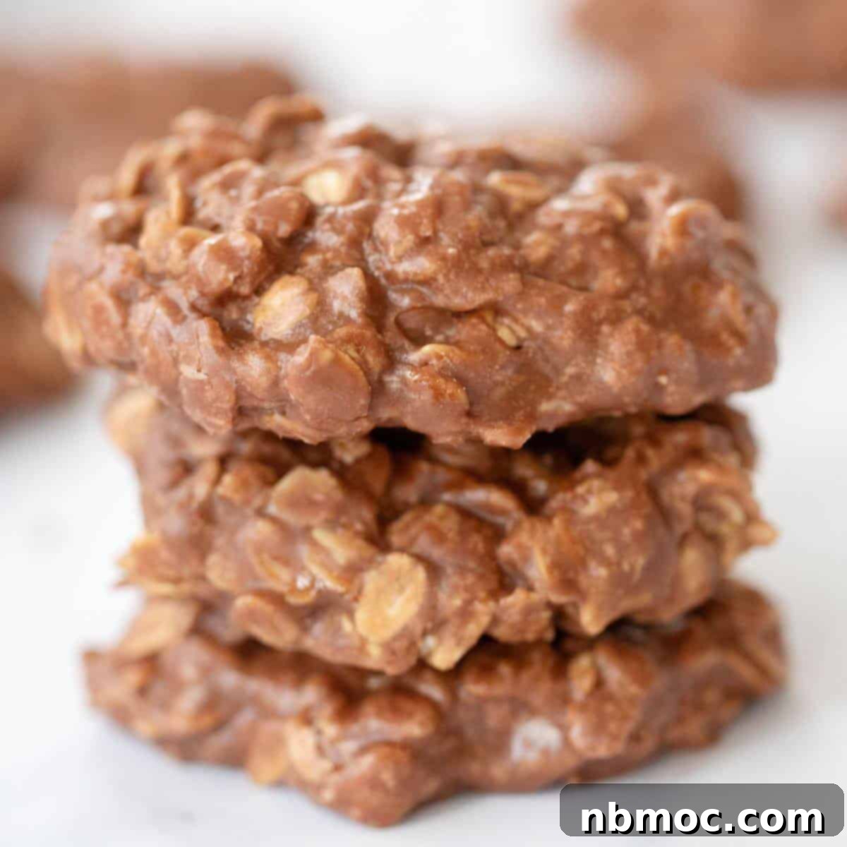 A stack of no-bake cookies.