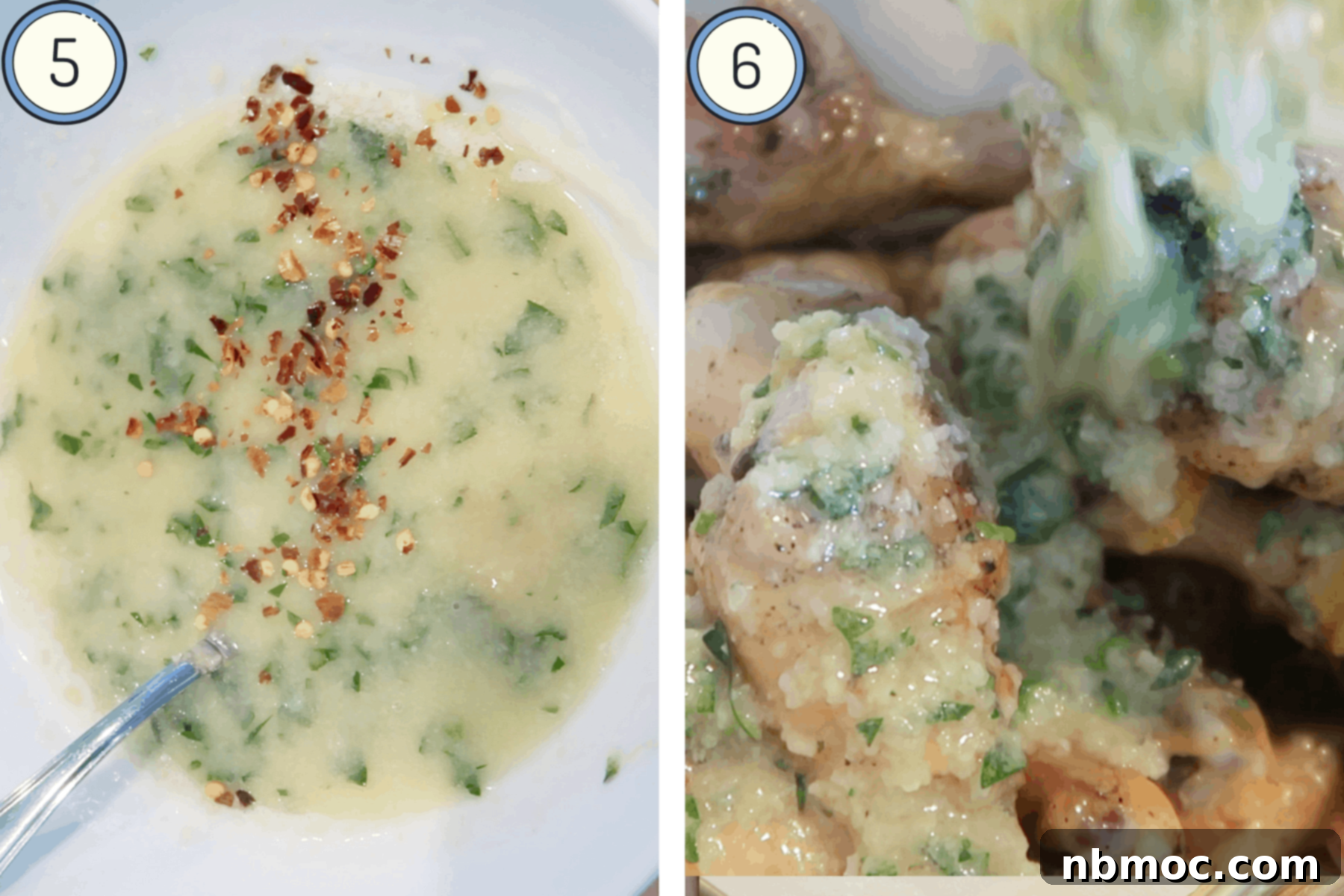 Golden Garlic Butter Drumsticks 5 Preparing garlic butter for baking chicken legs in the oven.