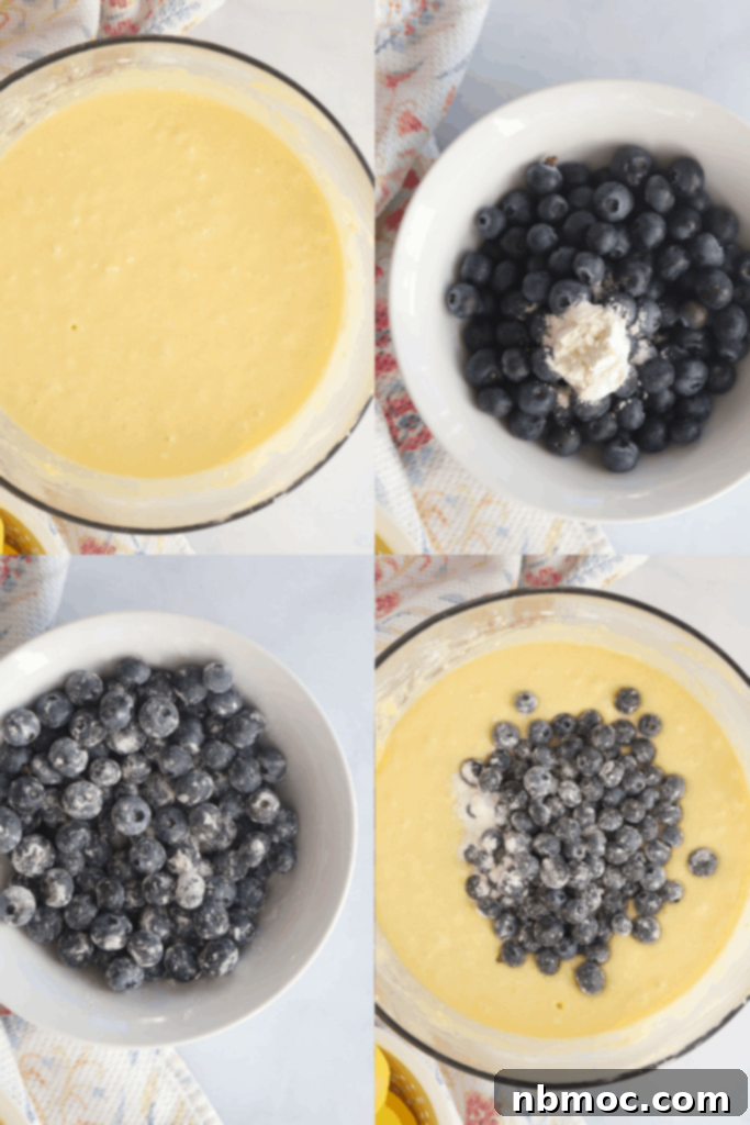 Bright Blueberry Lemon Loaf 3 A selection of fresh ingredients laid out on a kitchen counter, ready to be used for making blueberry lemon bread, emphasizing homemade goodness.