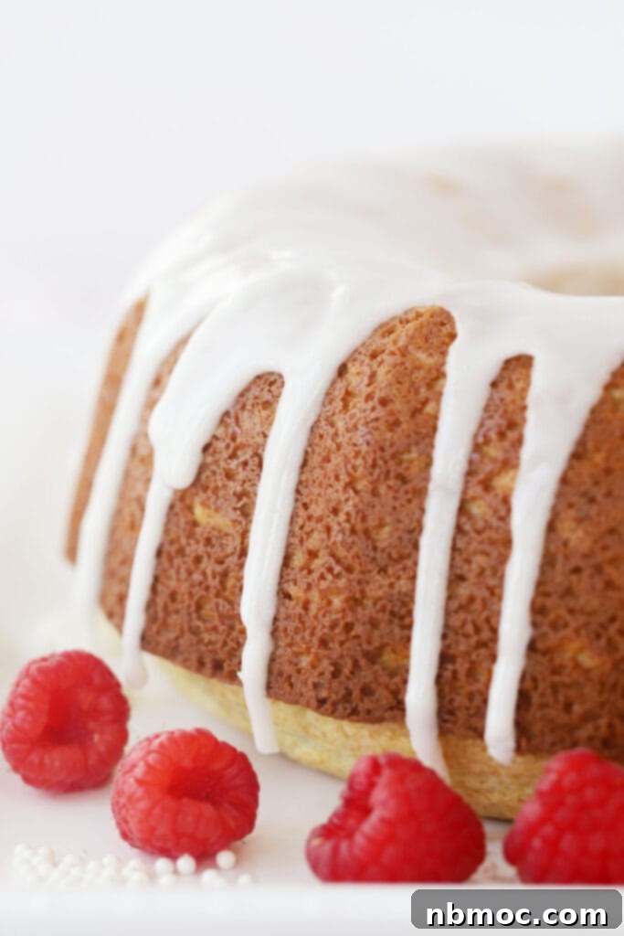 Verdant Lime Crown 4 A lime bundt cake with white glaze running down the sides.