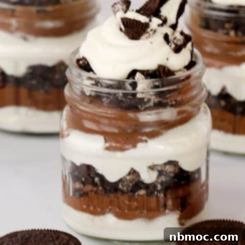 Best chocolate parfait with Oreos and whipped cream