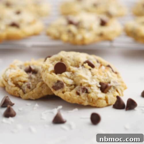 Simply Delicious Chewy Cowboy Cookies 5 cowboy cookies with coconut and chocolate chips
