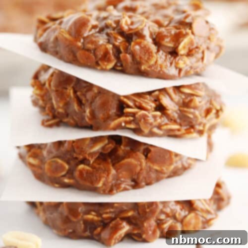 Peanut butter chocolate no bake cookies arranged for a tempting display.