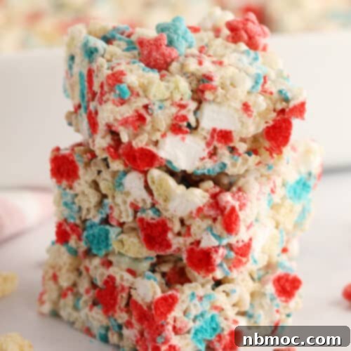Stars & Stripes Cereal Bars 6 4th of july Krispie treats, patriotic rice crispy treats