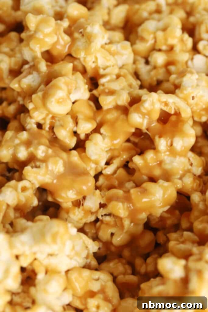 Easy caramel popcorn made with homemade caramel sauce.