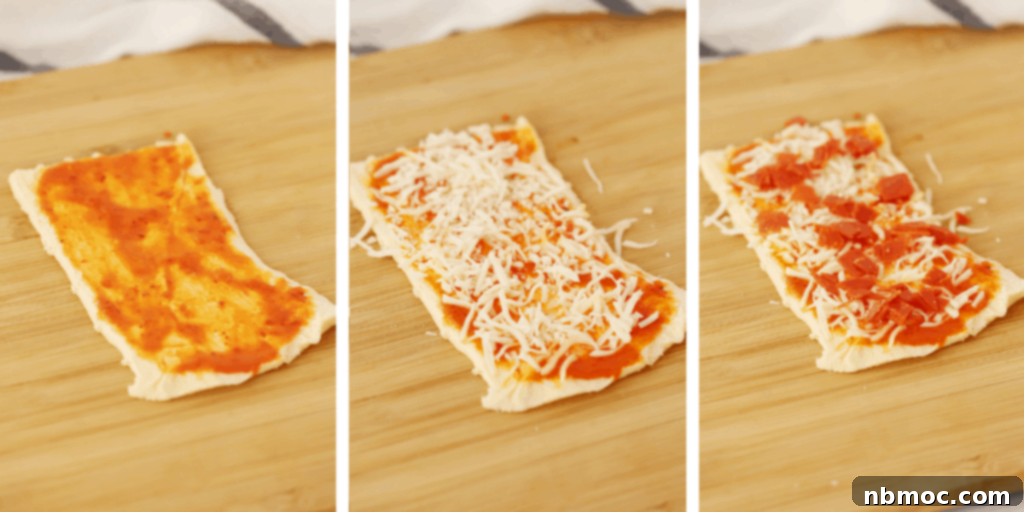 How to make pizza pinwheels with crescent roll dough or puff pastry dough.