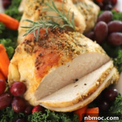 Turkey Breast Recipes, on a platter with fruit and garnish