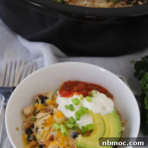 how to make slow cooker chicken burrito bowls for dinner.