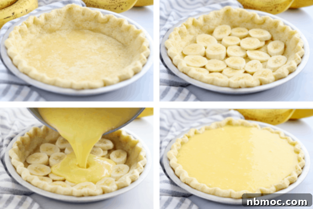 Step by step instructions on how to make banana cream pie from scratch. 