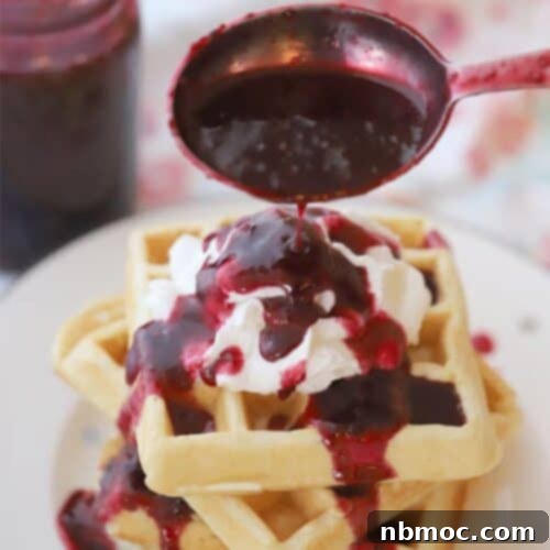 Homemade berry syrup for pancakes and waffles