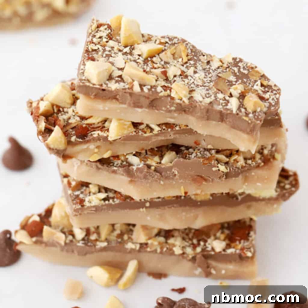 Gourmet Homemade English Toffee, beautifully presented for Christmas gifting, an ideal holiday candy idea.