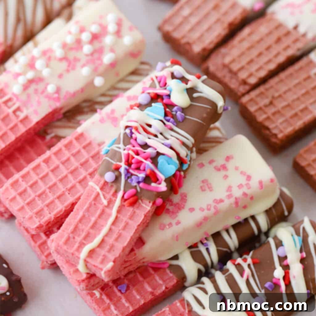 Festive wafer cookies, beautifully decorated for the holidays, arranged on parchment paper.