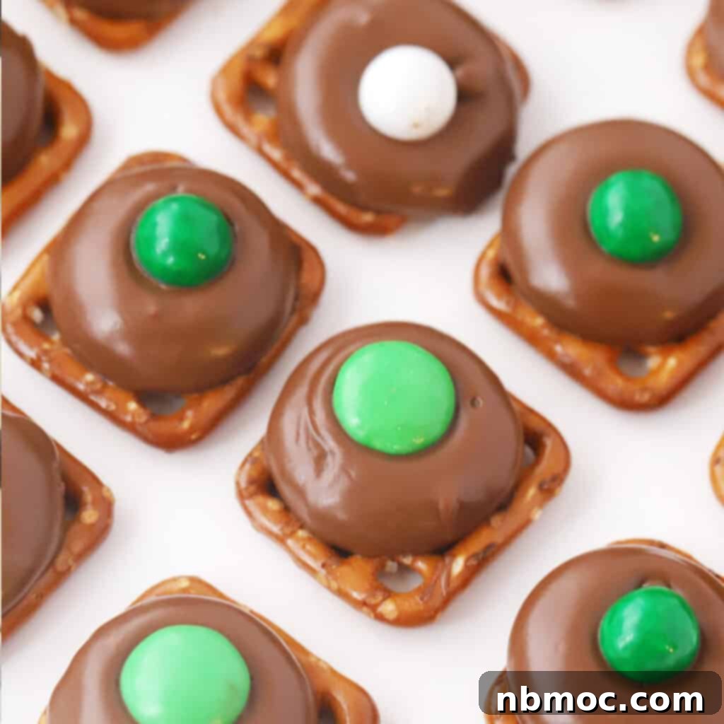 Delicious Easy Rolo Pretzel Bites, a simple and quick Christmas candy recipe.