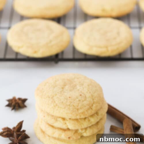 Close-up of a stack of Pumpkin Spice Snickerdoodle Cookies, ready to be enjoyed.