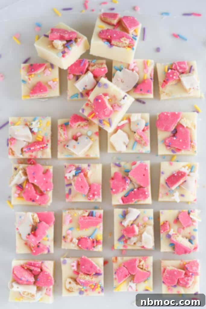 Whimsical Animal Cookie Fudge 3 Animal Cookie Fudge cut into bite sized squares