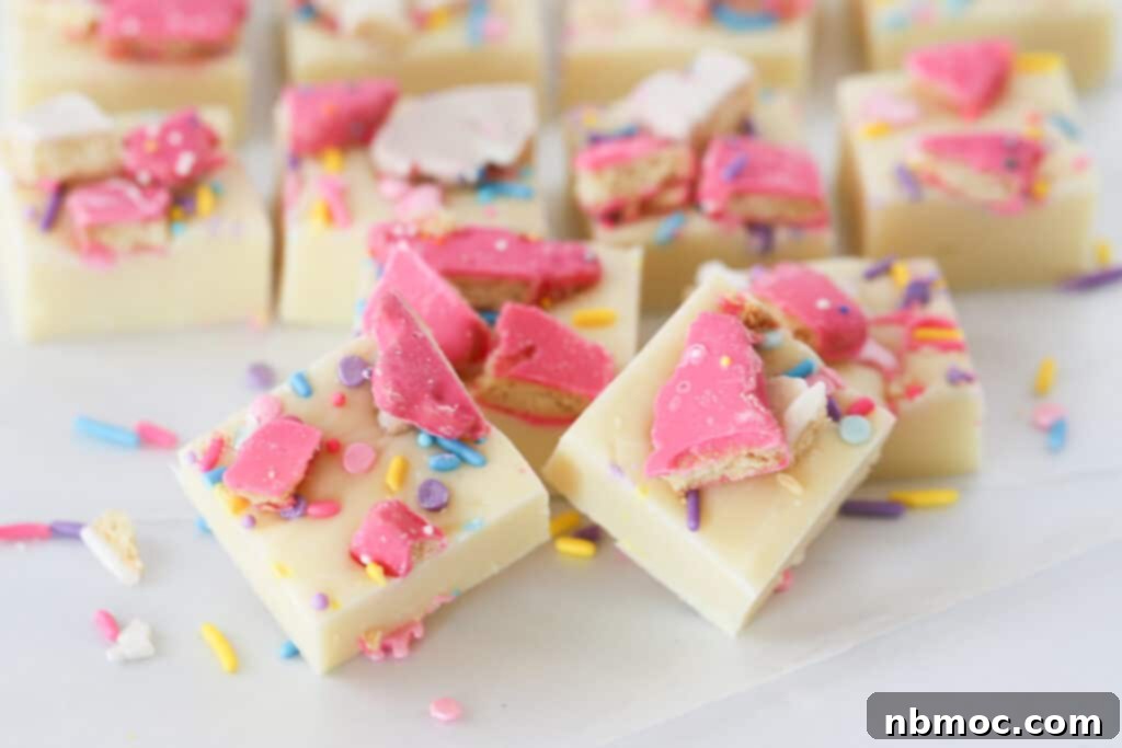 Whimsical Animal Cookie Fudge 4 Animal Cookie Fudge on parchment paper