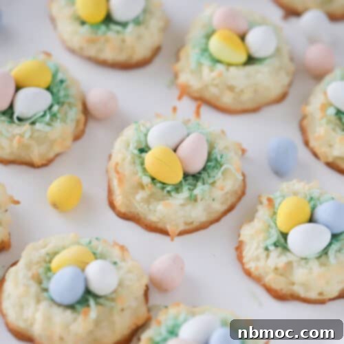 Adorable Coconut Macaroon Easter Nests 6 coconut macaroon bird nests, easter nests recipe