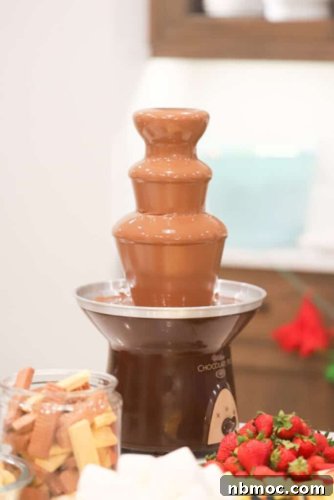 Decadent Chocolate Cascade 2 how to make a chocolate fountain, an easy dessert recipe for parties.