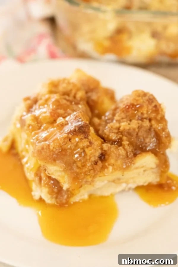 A comforting Apple French Toast Bake, golden and inviting, ready for a cozy breakfast or brunch.