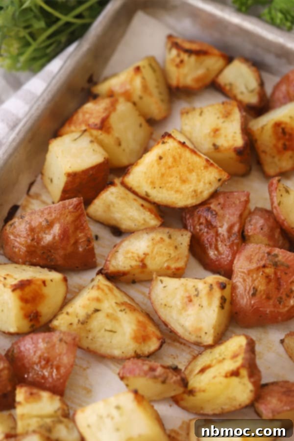 Golden roasted red potatoes, seasoned and perfectly cooked, serving as an easy and delicious brunch side dish.