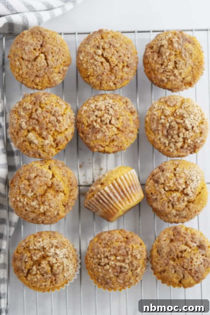 Homemade pumpkin muffins with a streusel topping, a perfect easy pumpkin recipe for breakfast or brunch.