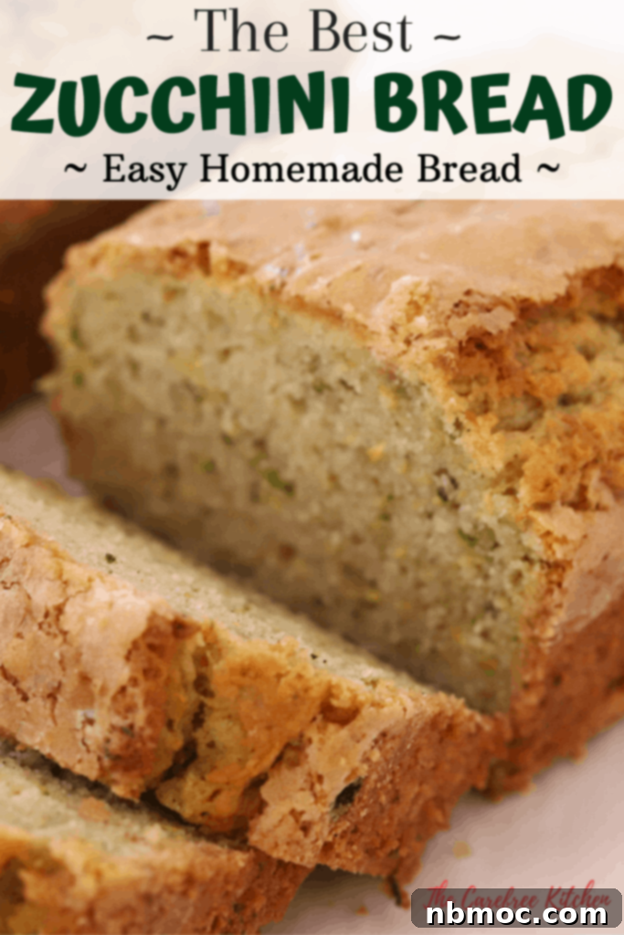 A loaf of homemade zucchini bread, perfectly moist and sliced, a delightful seasonal recipe.