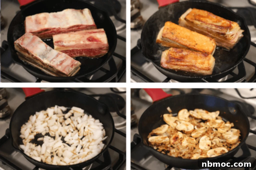 How to cook short rib of beef in a cast iron skillet. 
