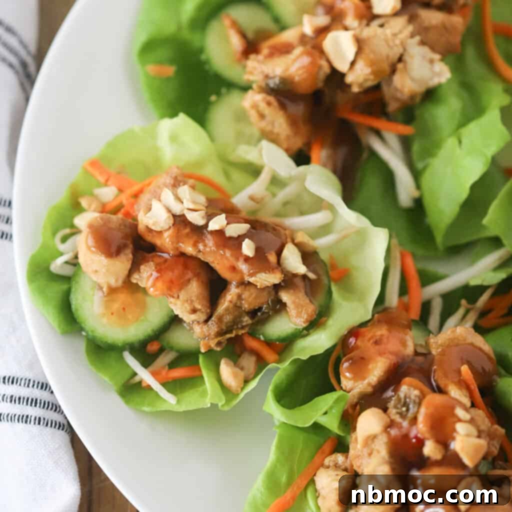 Creamy Peanut Dipping Sauce 5 Delicious chicken lettuce wraps, perfectly complemented by a side of homemade peanut sauce.