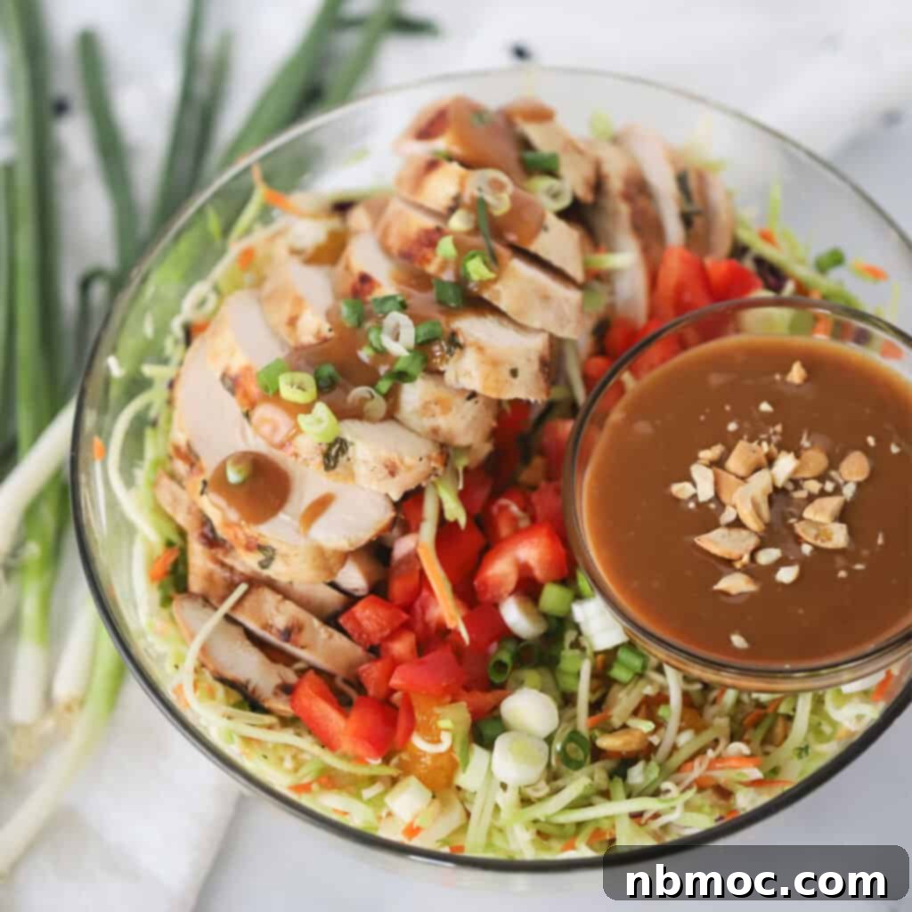 Thai chopped salad with grilled chicken, thai crunch salad, thai chopped chicken salad recipe.