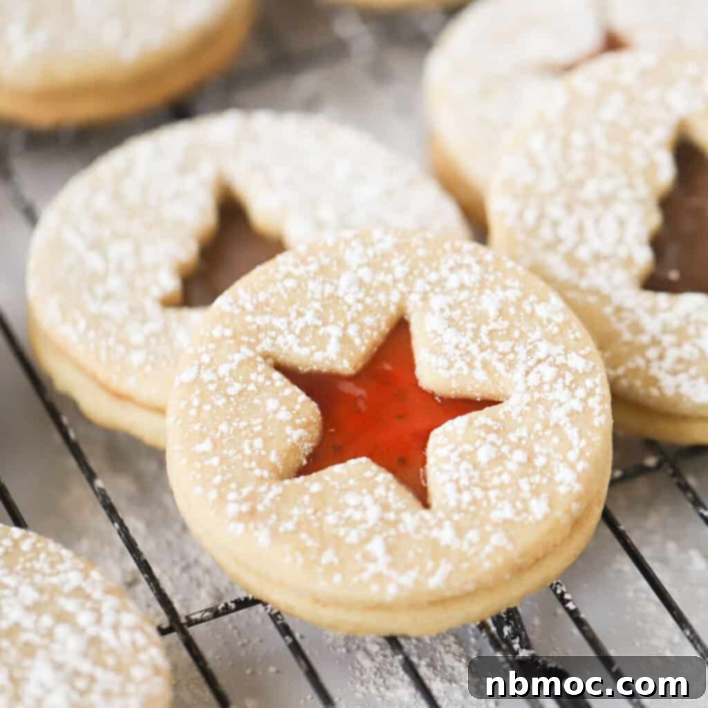 best old fashioned linzer cookie recipe, perfect for a holiday cookie board.