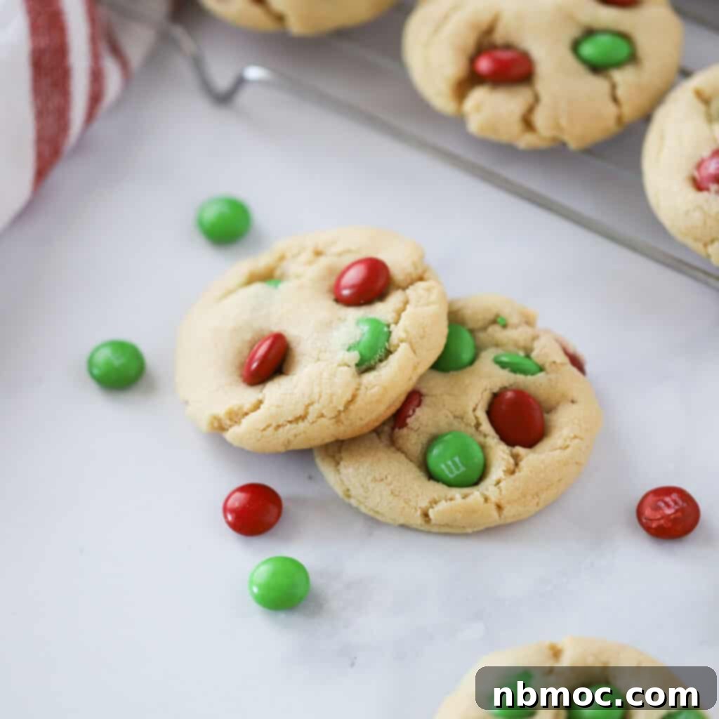 christmas M and M Cookies recipe, one of the easiest christmas cookie types.