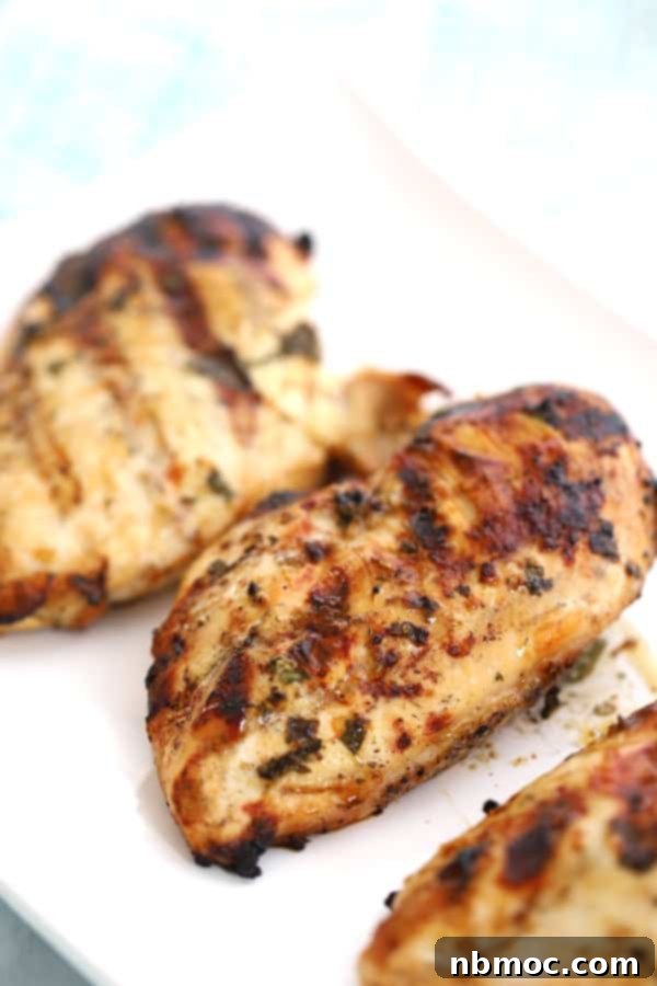 Zesty Cilantro Lime Chicken 6 Grilled lime cilantro chicken breast recipe on a white plate, garnished with fresh cilantro, alongside fluffy lime quinoa and creamy avocado sauce.