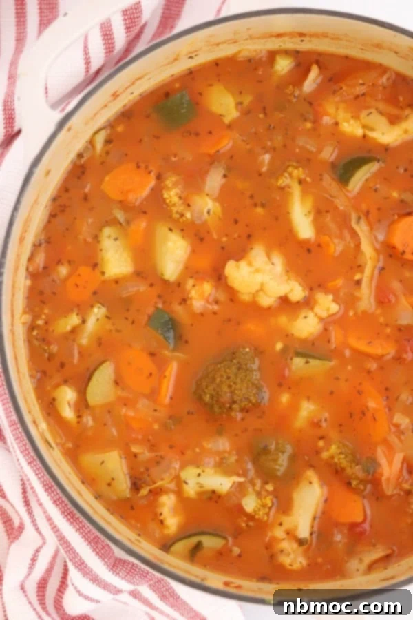 healthy vegetable soup recipe in a large dutch oven. 