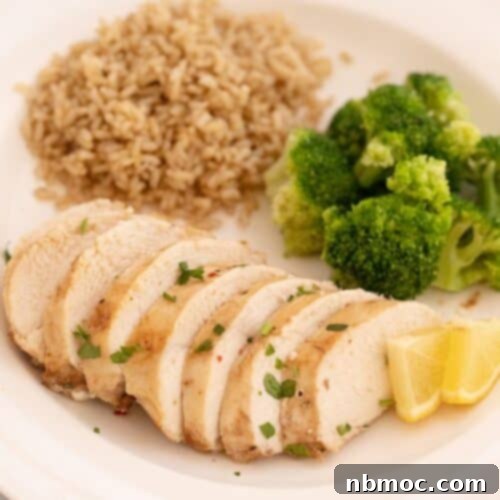 recipe for Baked Lemon Ginger Chicken. A beautifully presented plate of baked lemon ginger chicken with rice and green onions.
