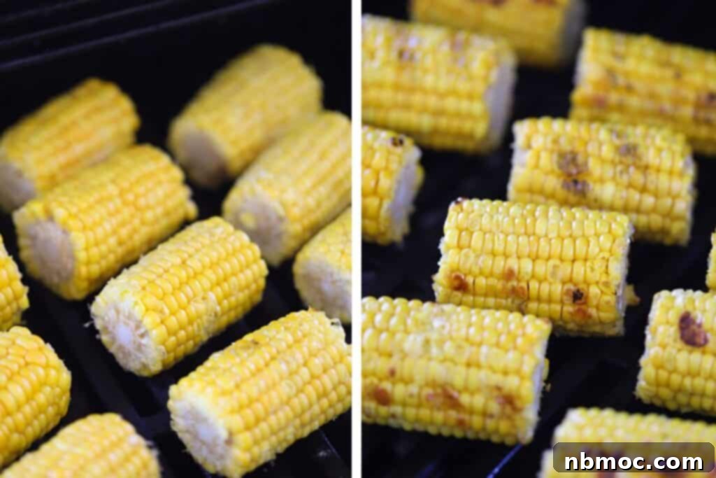 Corn on the cob on the grill.