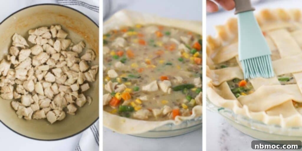 How to make this easy old fashioned chicken pot pie recipe with a double crust. 