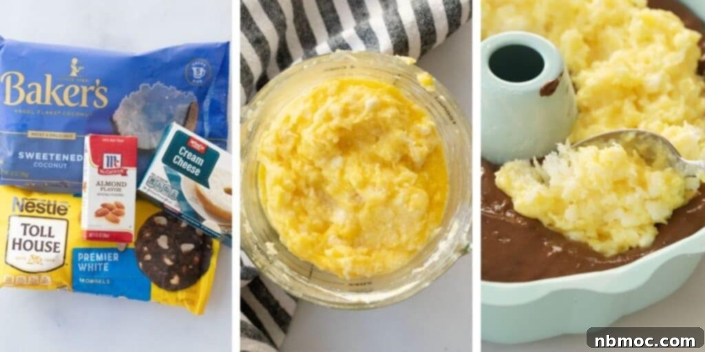 Adding the coconut filling for this filled bundt cake.