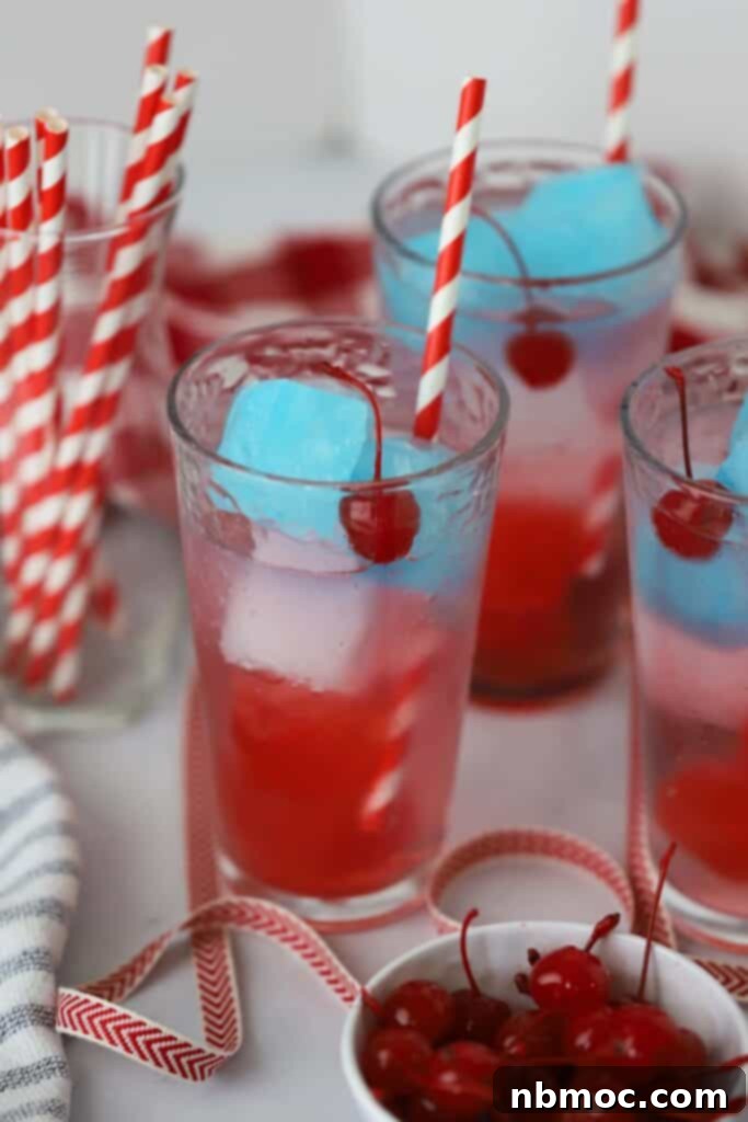 Patriotic punch, best fourth of july drinks, 4th of july drinks non alcholic.