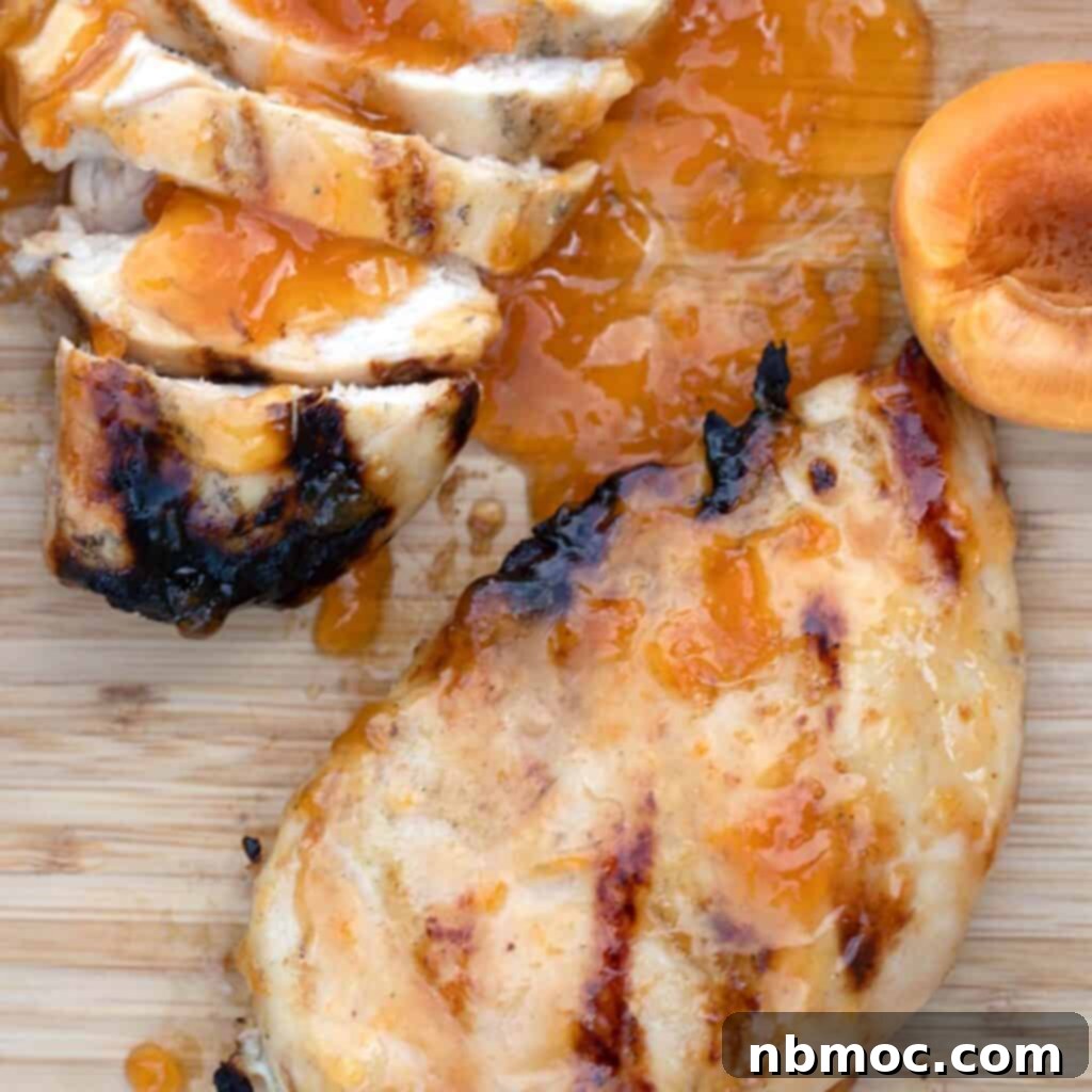 easy apricot chicken recipe on a white plate